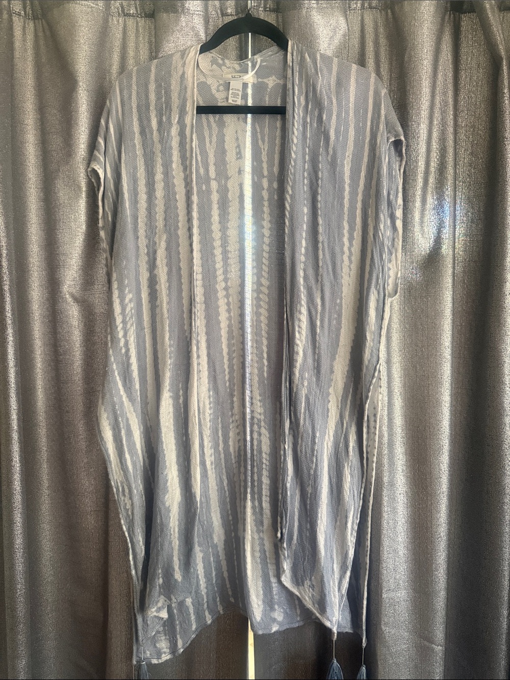 Lightweight blue Striped Open Front Women's Kimono